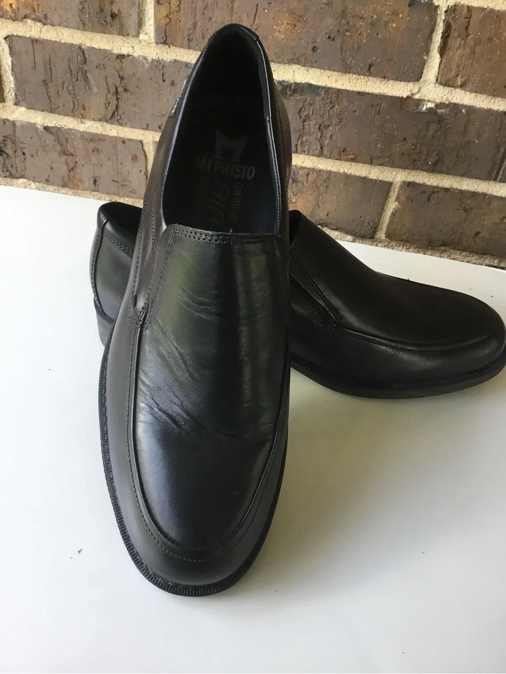 Mephisto Black Leather Slip-On Loafer